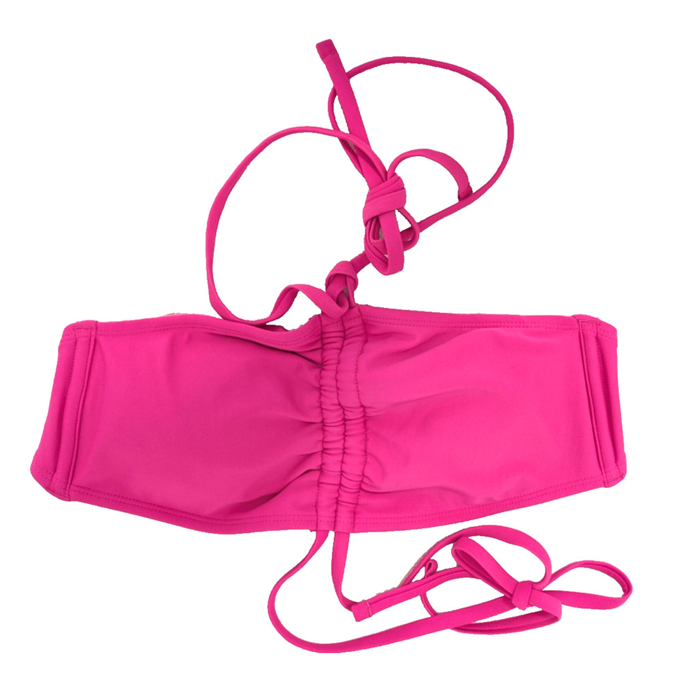 Women's Bandeau Strappy Bikini Top Pink Med 8-10